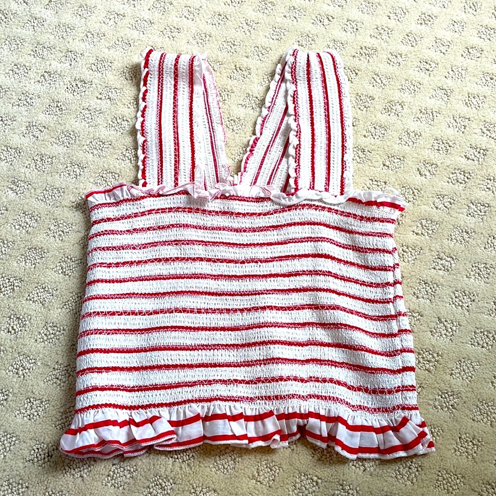 red and white striped vestique top size S